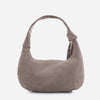 Simona -  σουέτ τσάντα ώμου σκούρο γκριζωπό μπεζ