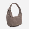 Simona -  σουέτ τσάντα ώμου σκούρο γκριζωπό μπεζ