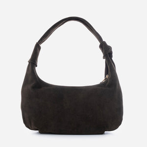 Simona - σουέτ τσάντα ώμου σκούρο καφέ