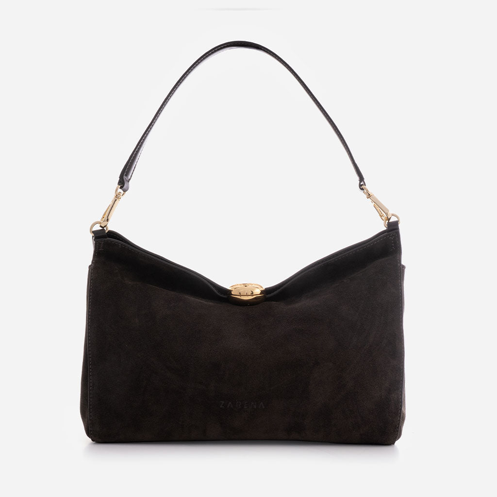 Monica - σουέτ τσάντα ώμου καφέ