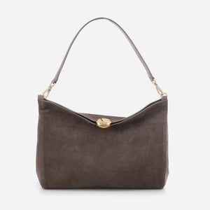 Monica - σουέτ τσάντα ώμου, γκριζωπό μπεζ