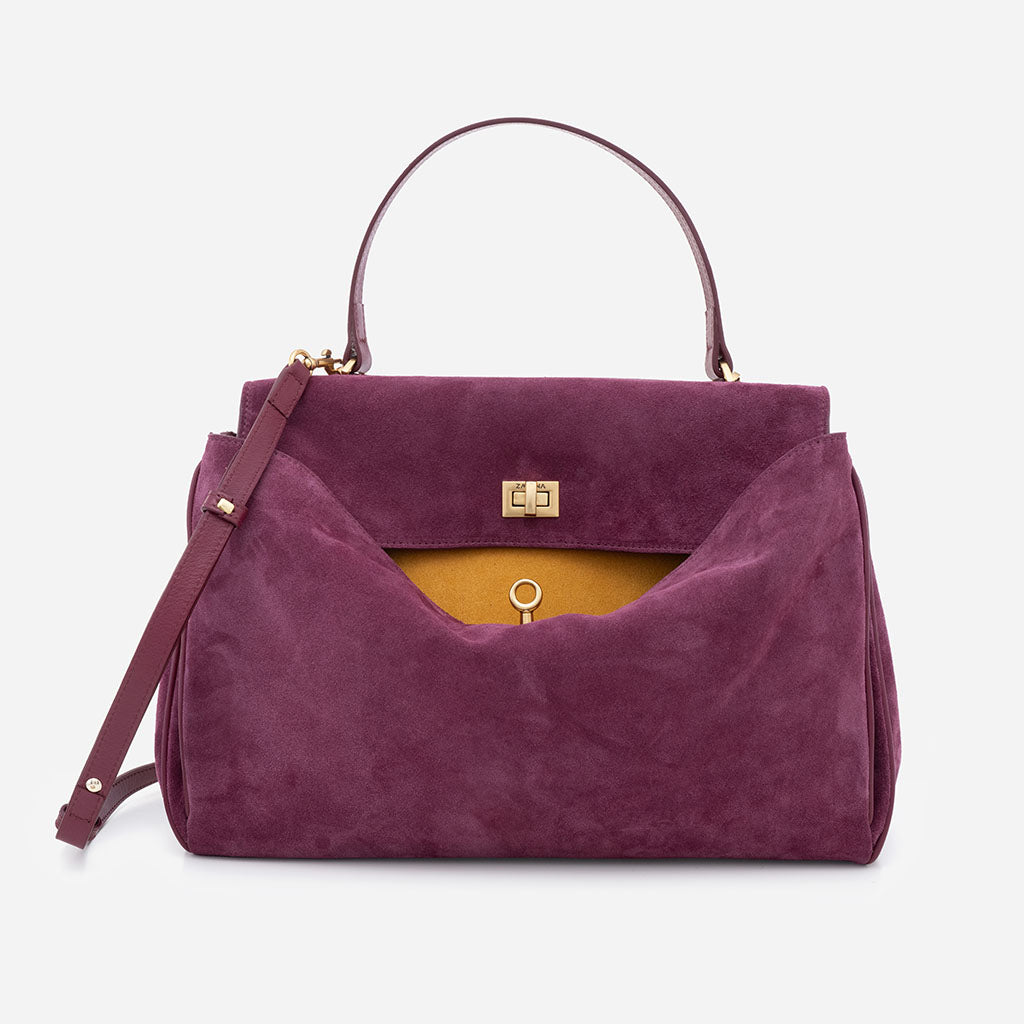 Magdalena - σουέτ τσάντα ώμου μπορντό