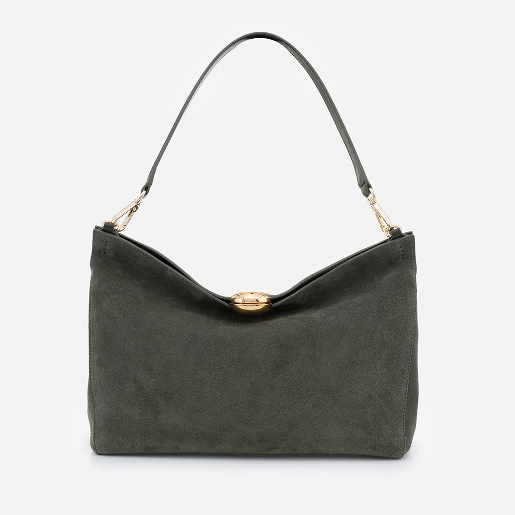 Monica - σουέτ τσάντα ώμου πράσινη