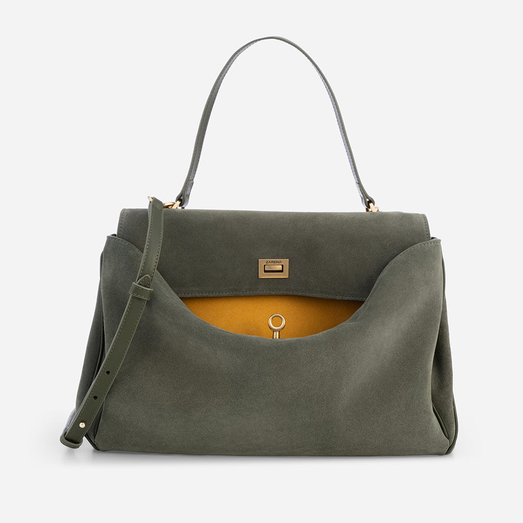 Magdalena - σουέτ τσάντα ώμου πράσινη